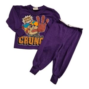 Vintage 1990s Tazmanian Devil Taz Football Purple 2pc Sweatsuit Set